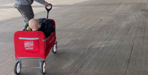 Child being pulled in Warrior Wagon