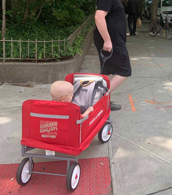 Child being pulled in Wagon