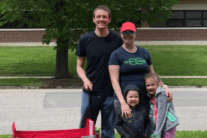 Family smiling with their Wagon